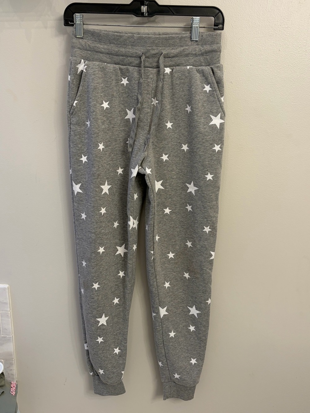 if it were me Gray with white Star Print Joggers woman's small nwot